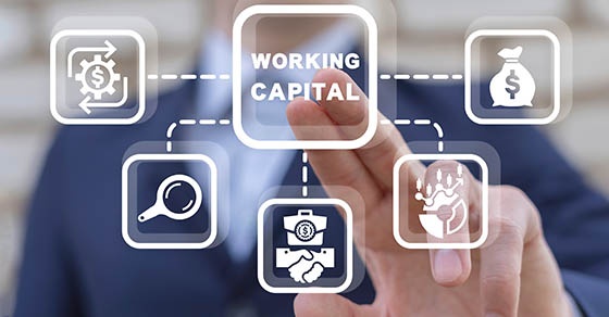 businessman,using,virtual,touch,interface,presses,inscription:,working,capital.,working
